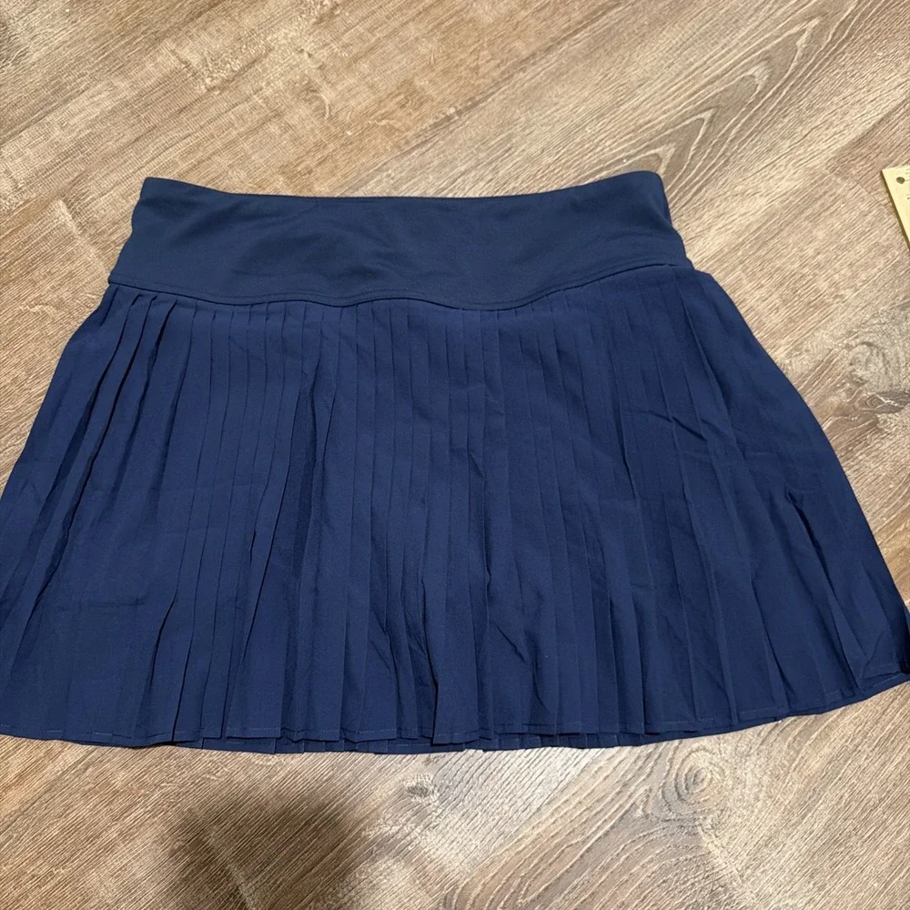 New Fabletics Skort L Womens Blue Hot Shot Pleated Lined Mini Athletic